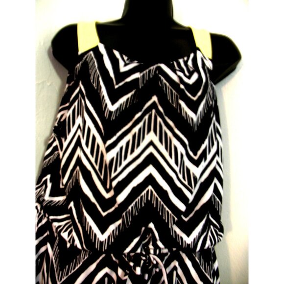 Notations Maxi Shift Retro Dress  Plus Size Large, Black/White/Yellow - Picture 12 of 15